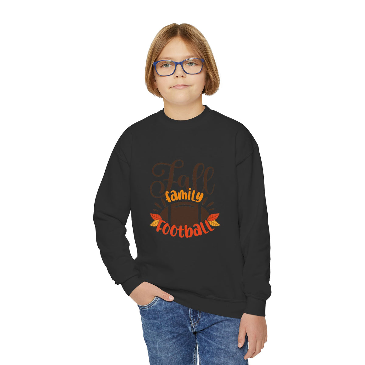 Youth Fall Family Football Crewneck Sweatshirt
