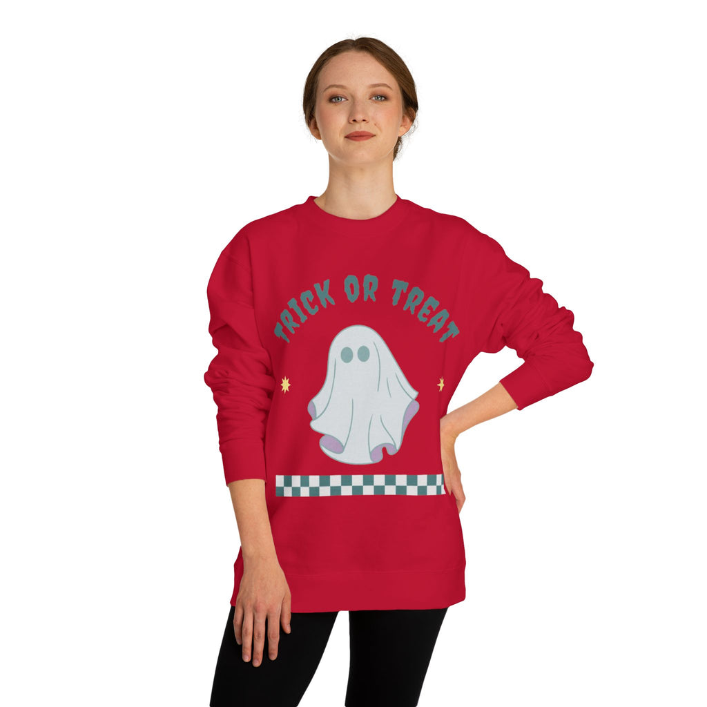 Halloween Ghost Sweatshirt — "Happy Halloween" Trick or Treat Crewneck