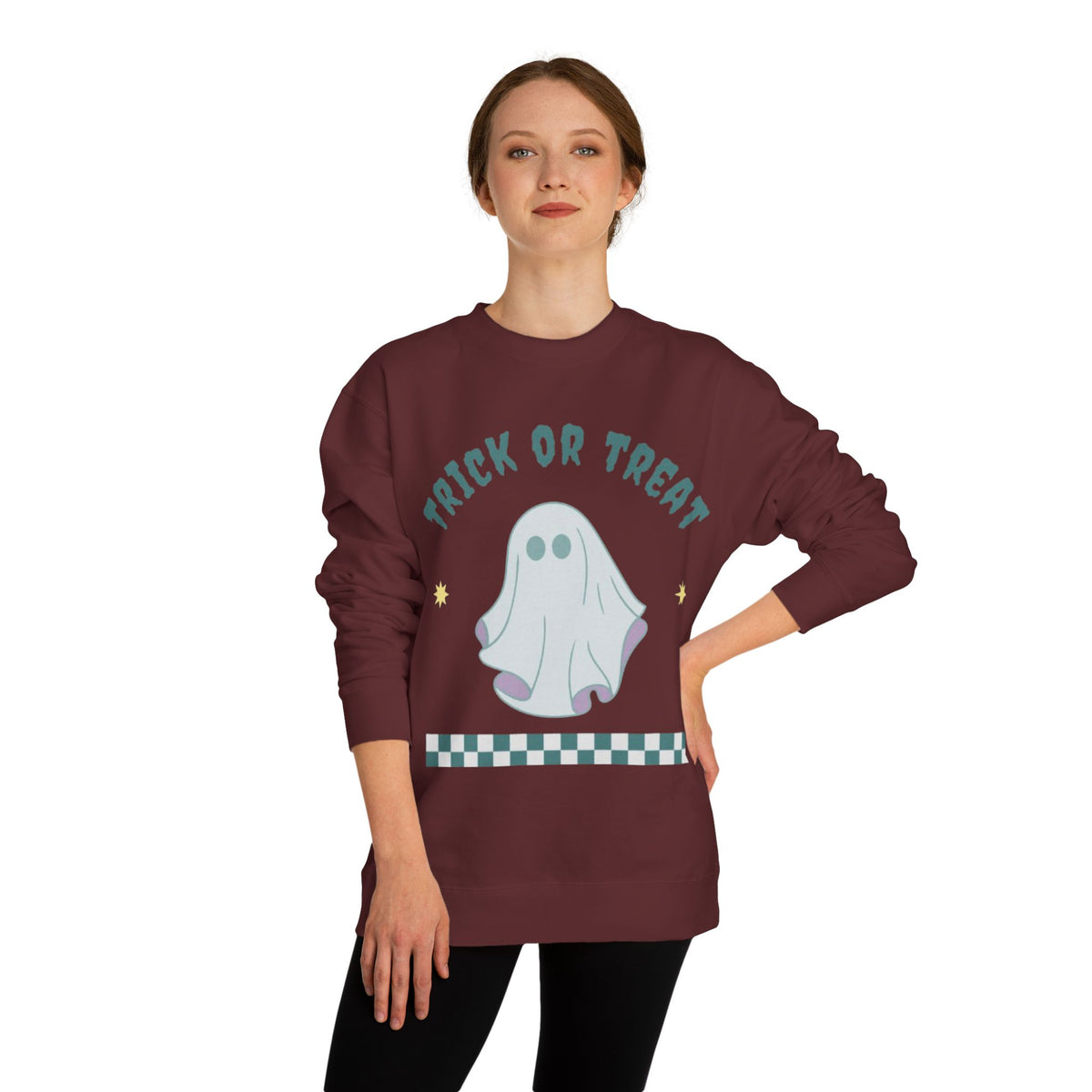Halloween Ghost Sweatshirt — "Happy Halloween" Trick or Treat Crewneck