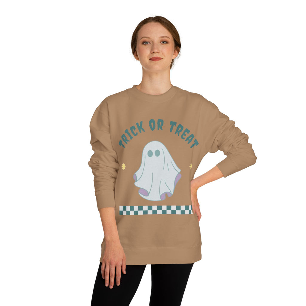 Halloween Ghost Sweatshirt — "Happy Halloween" Trick or Treat Crewneck