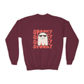 Youth Crewneck Sweatshirt — 'Spooky' Cool Ghost Kids Halloween Sweatshirt
