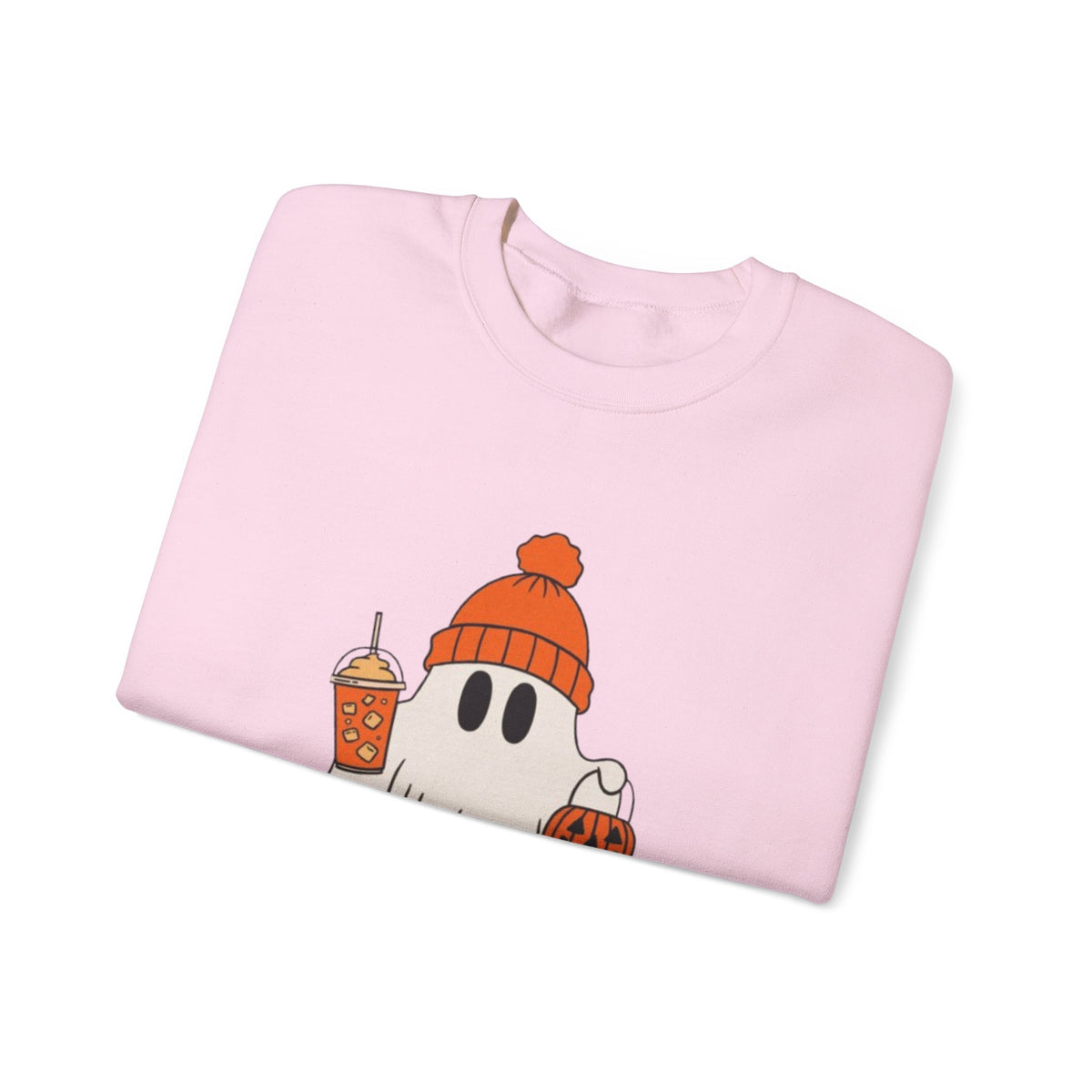 Spooky-Tacular Ghost Sweatshirt — Cute Halloween Ghost with Pumpkin & Coffee
