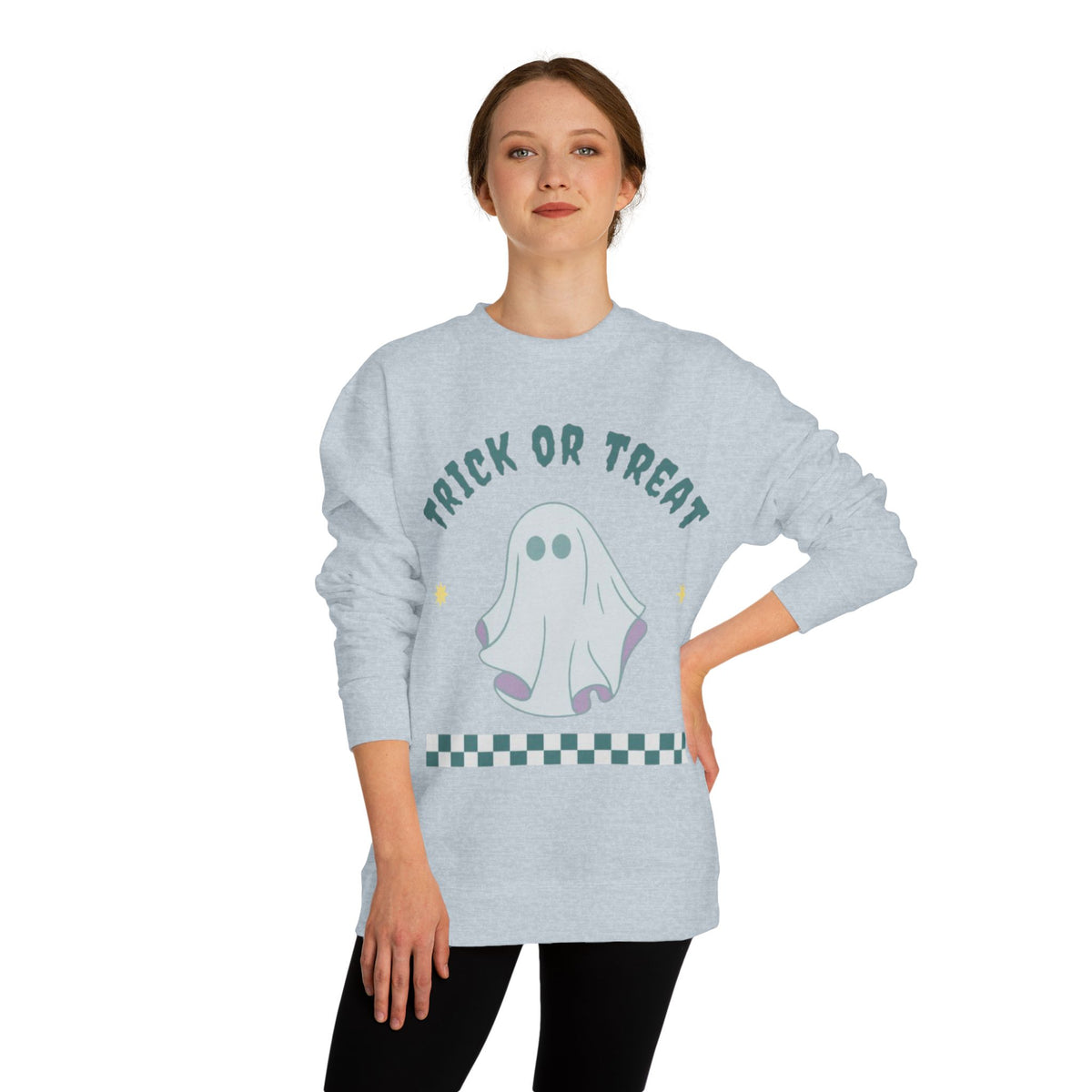 Halloween Ghost Sweatshirt — "Happy Halloween" Trick or Treat Crewneck