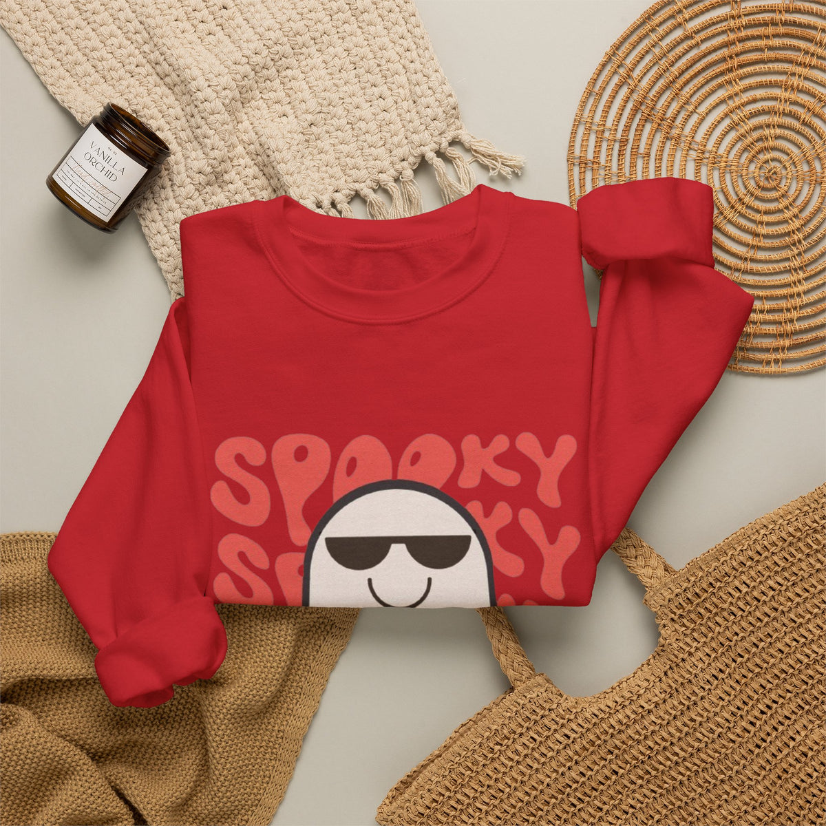 Ghost Graphic Sweatshirt — "Spooky" Retro Cute Halloween Crewneck