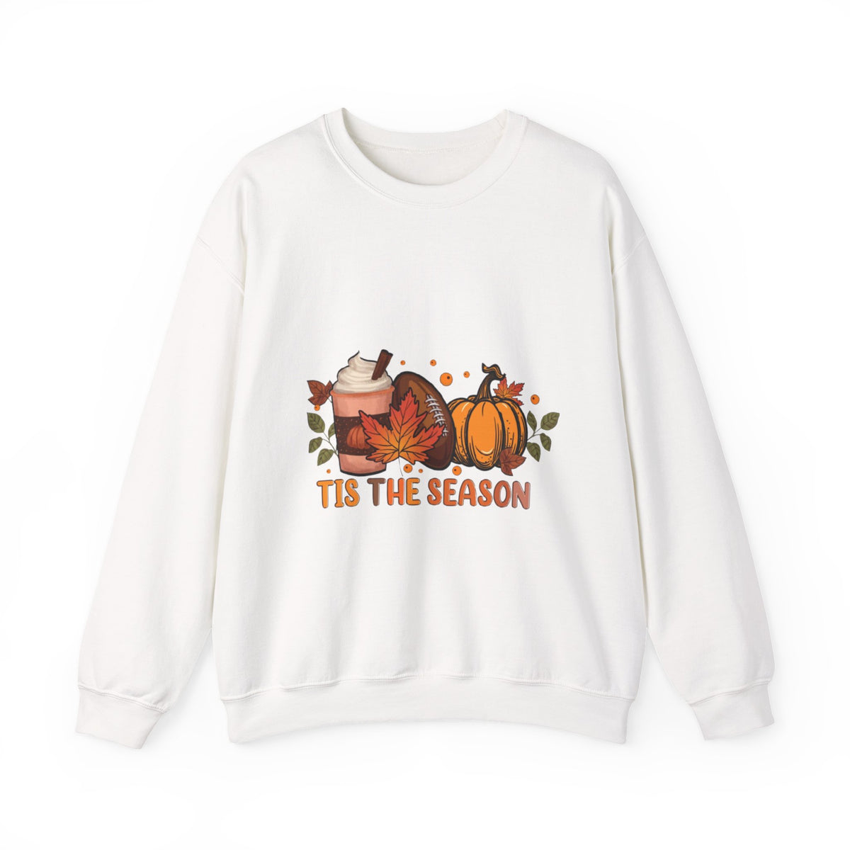 Fall Crewneck Sweatshirt - "Tis The Season" Pumpkin & Latte Autumn Design