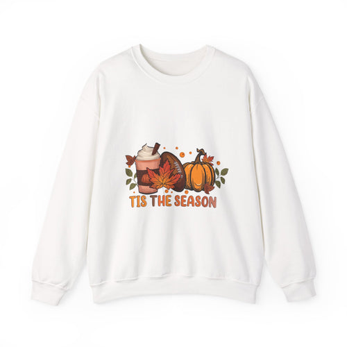 Fall Crewneck Sweatshirt - "Tis The Season" Pumpkin & Latte Autumn Design