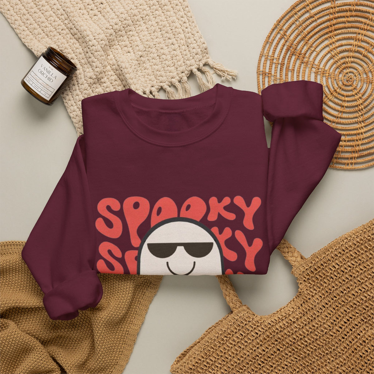 Ghost Graphic Sweatshirt — "Spooky" Retro Cute Halloween Crewneck