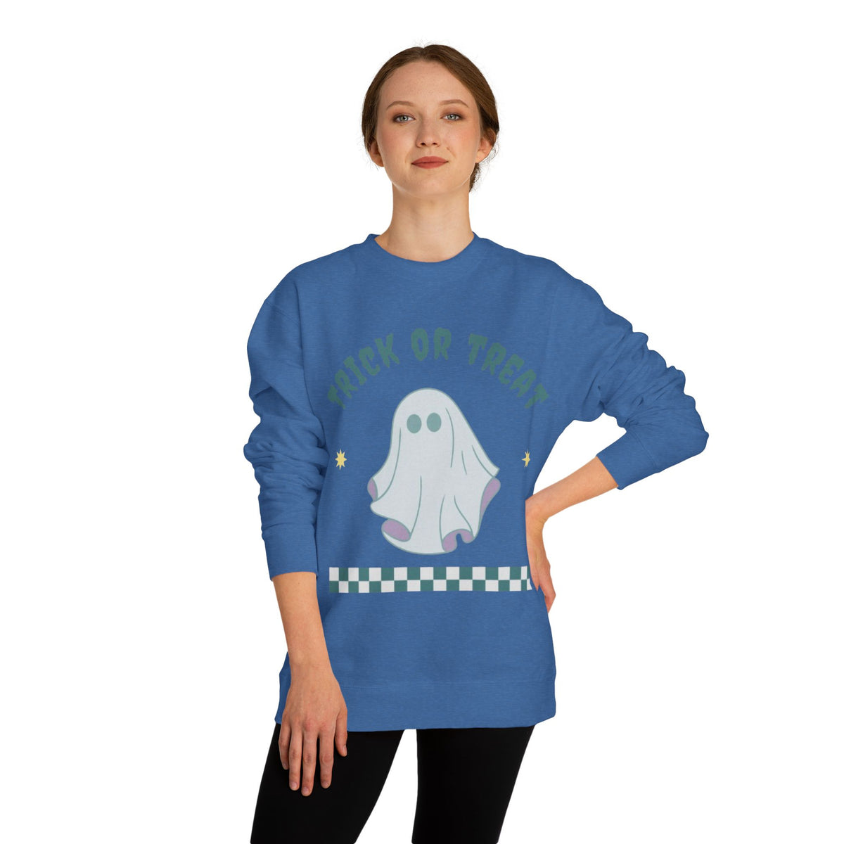 Halloween Ghost Sweatshirt — "Happy Halloween" Trick or Treat Crewneck