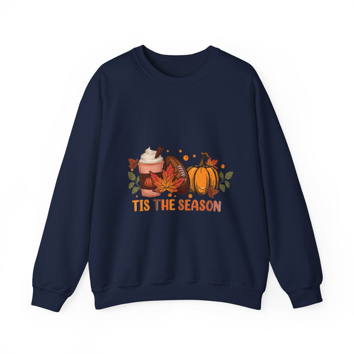 Fall Crewneck Sweatshirt - "Tis The Season" Pumpkin & Latte Autumn Design
