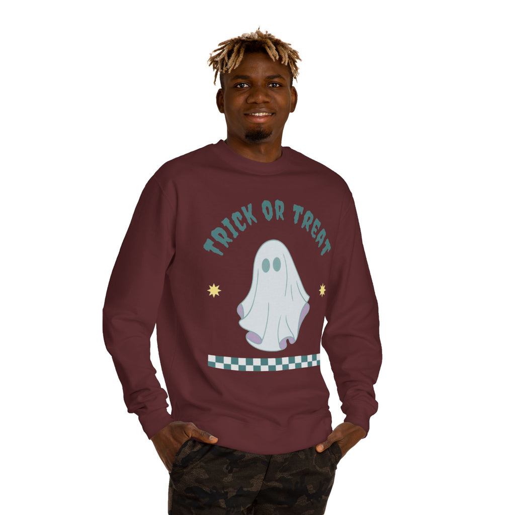 Halloween Ghost Sweatshirt — "Happy Halloween" Trick or Treat Crewneck