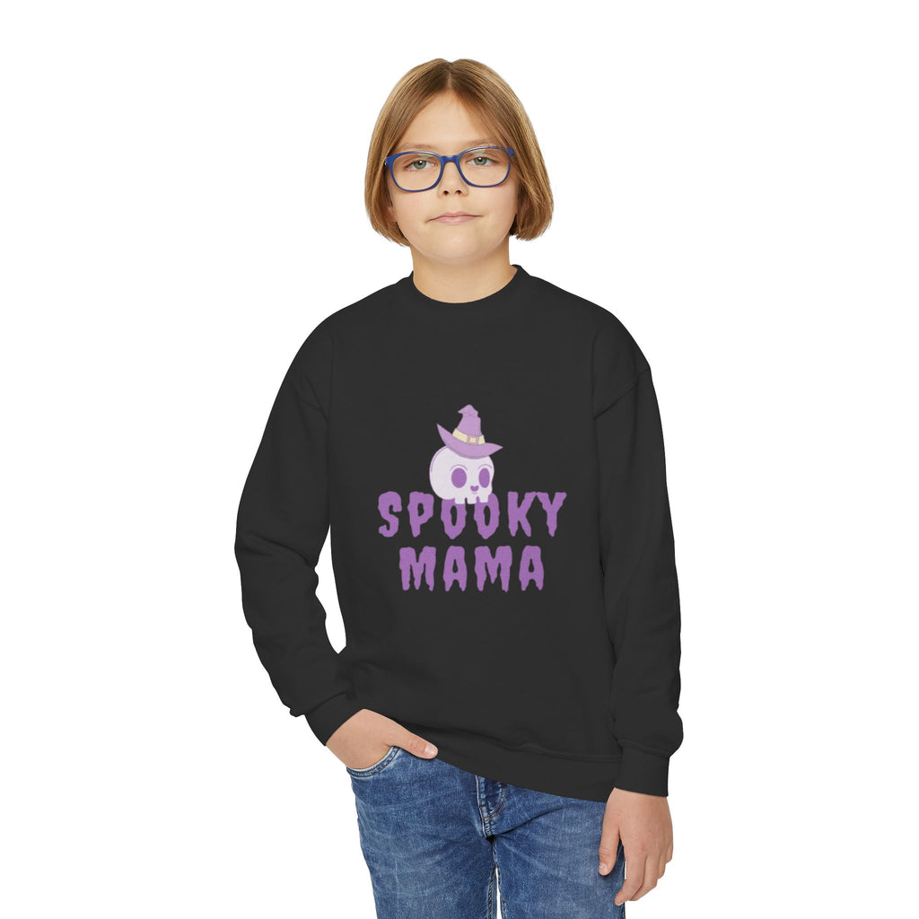 Youth Sweatshirt — "Spooky Mama" Ghost Halloween Crewneck