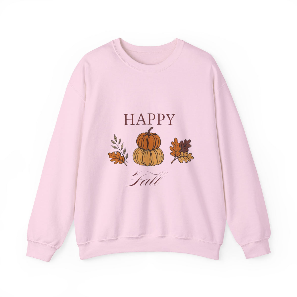 Happy Fall Crewneck Sweatshirt — Cozy Pumpkin & Autumn Leaves Pullover