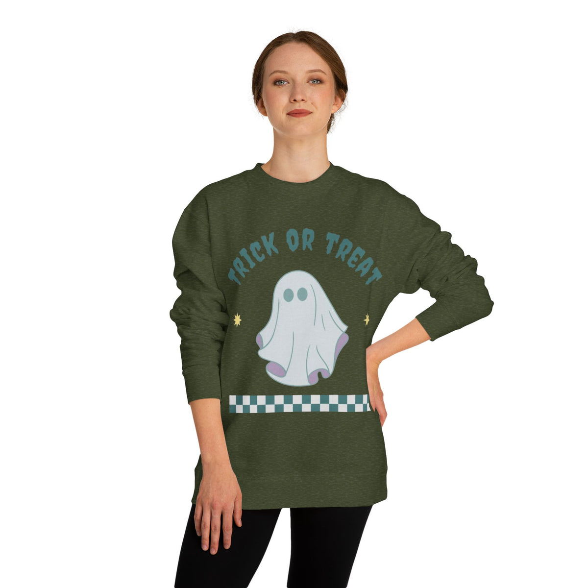 Halloween Ghost Sweatshirt — "Happy Halloween" Trick or Treat Crewneck