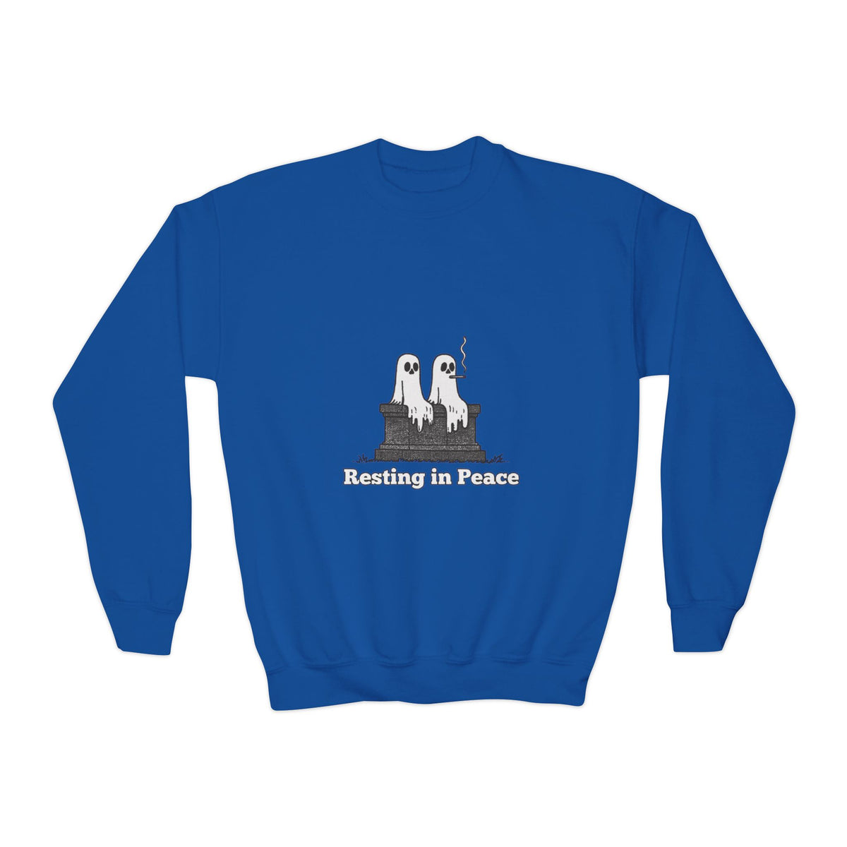 Youth Crewneck Sweatshirt — Cute Ghost Duo "Disturbing the Peace" Graphic