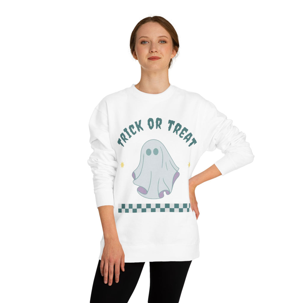 Halloween Ghost Sweatshirt — "Happy Halloween" Trick or Treat Crewneck