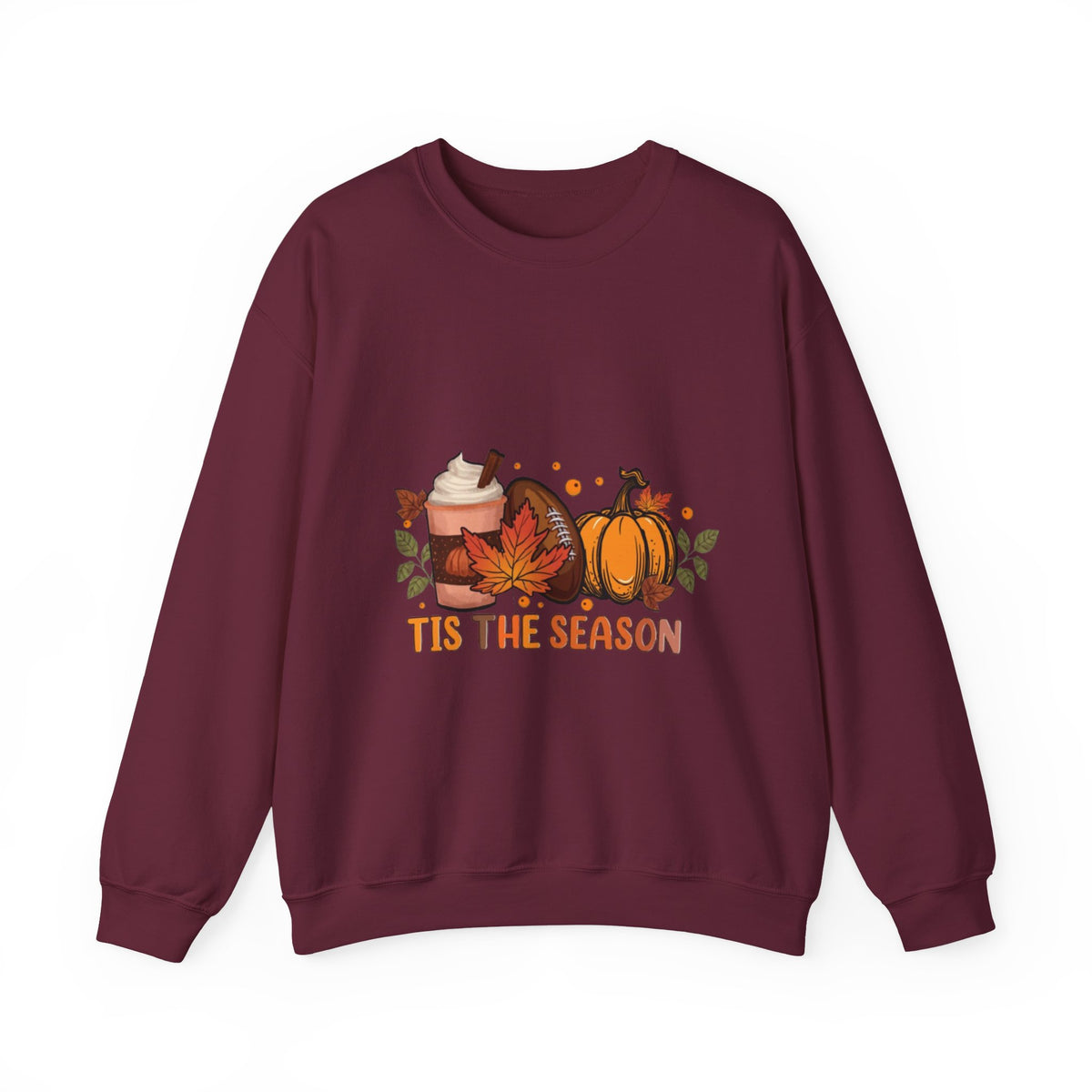 Fall Crewneck Sweatshirt - "Tis The Season" Pumpkin & Latte Autumn Design