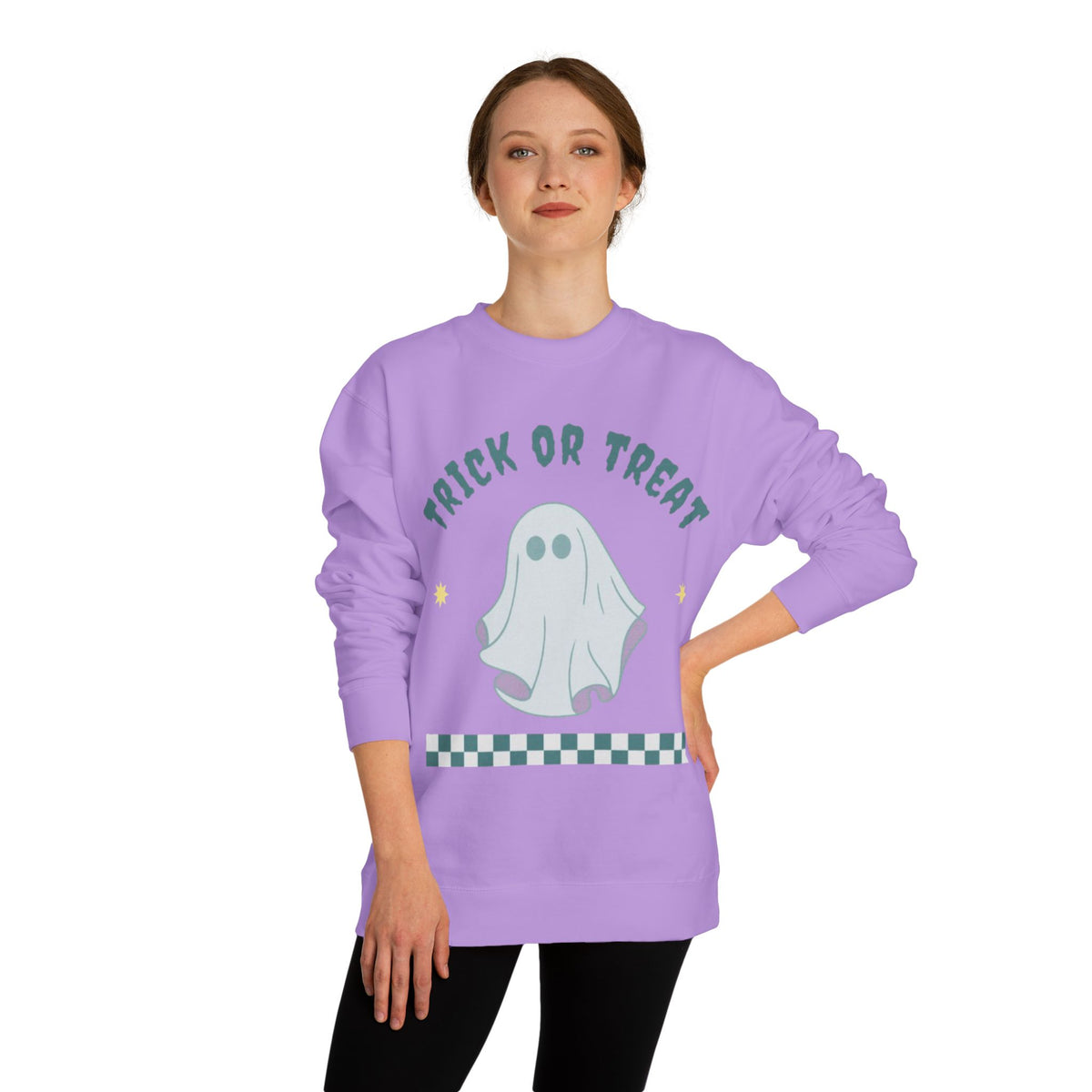 Halloween Ghost Sweatshirt — "Happy Halloween" Trick or Treat Crewneck