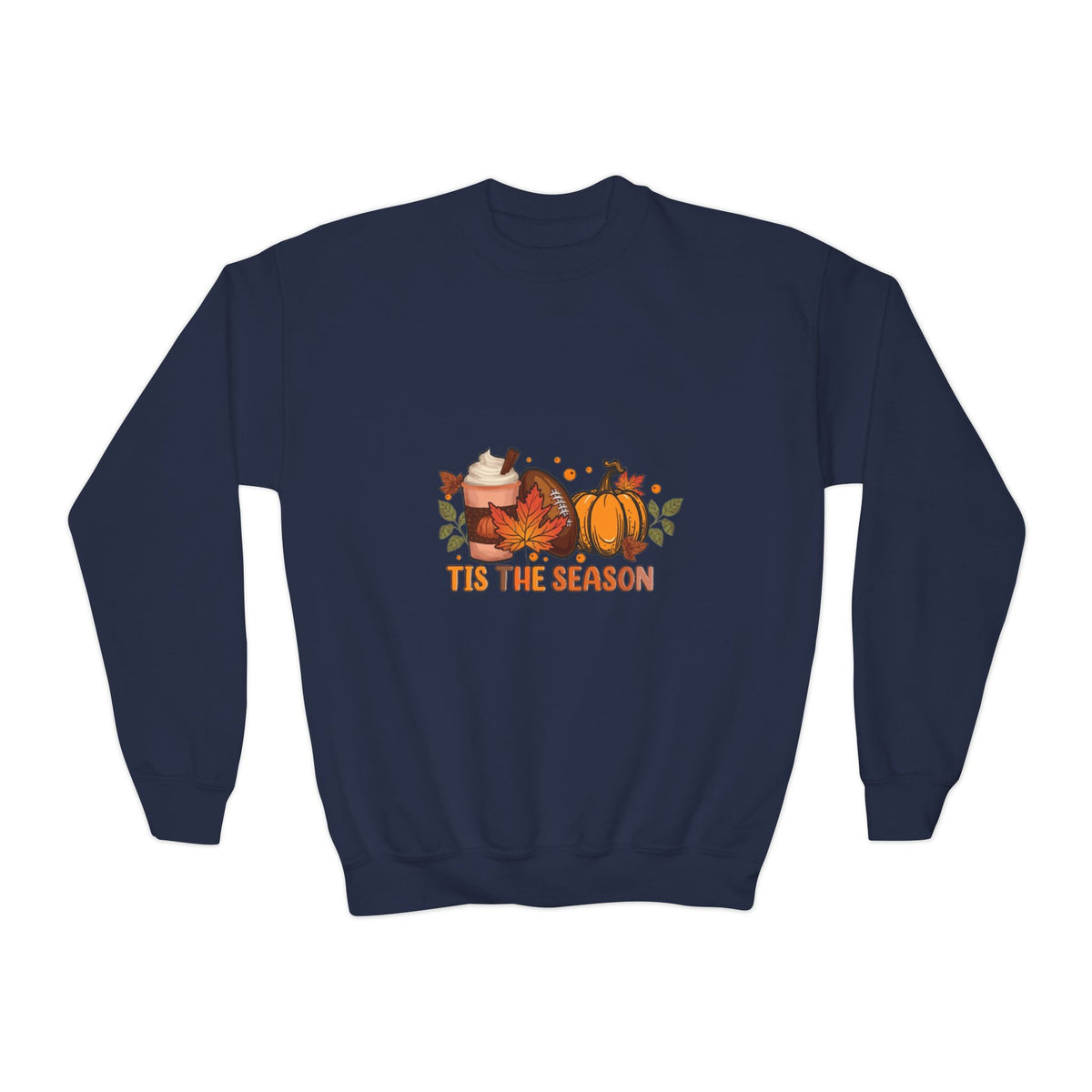 Youth Crewneck Sweatshirt — "Tis the Season" Pumpkin Fall Graphic