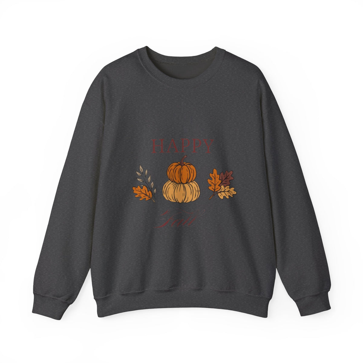 Happy Fall Crewneck Sweatshirt — Cozy Pumpkin & Autumn Leaves Pullover
