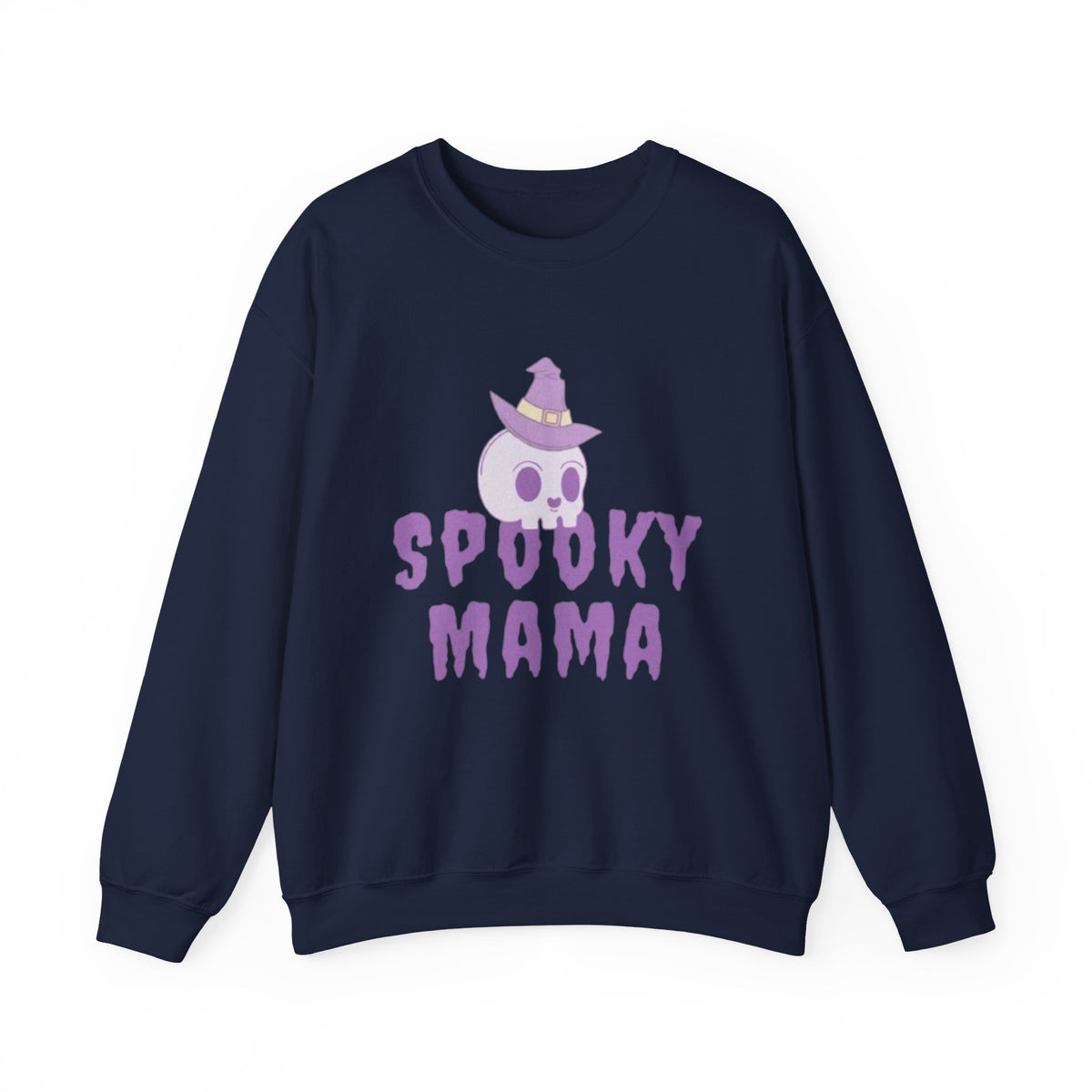 Spooky Mama Sweatshirt – Cute Purple Skull Witch Halloween Crewneck