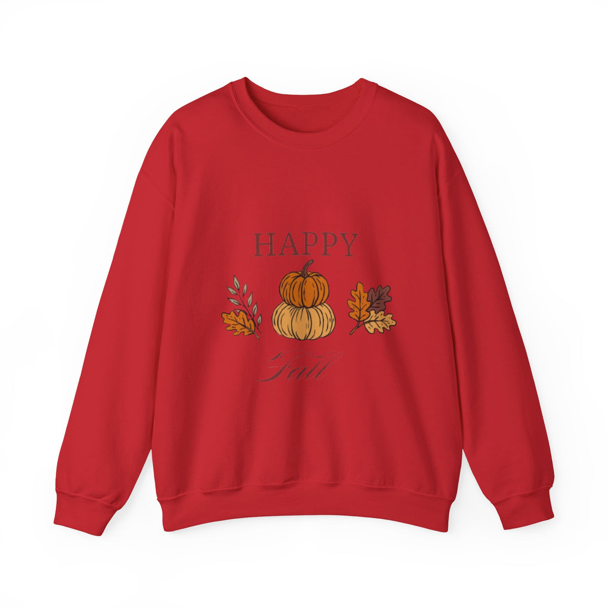 Happy Fall Crewneck Sweatshirt — Cozy Pumpkin & Autumn Leaves Pullover
