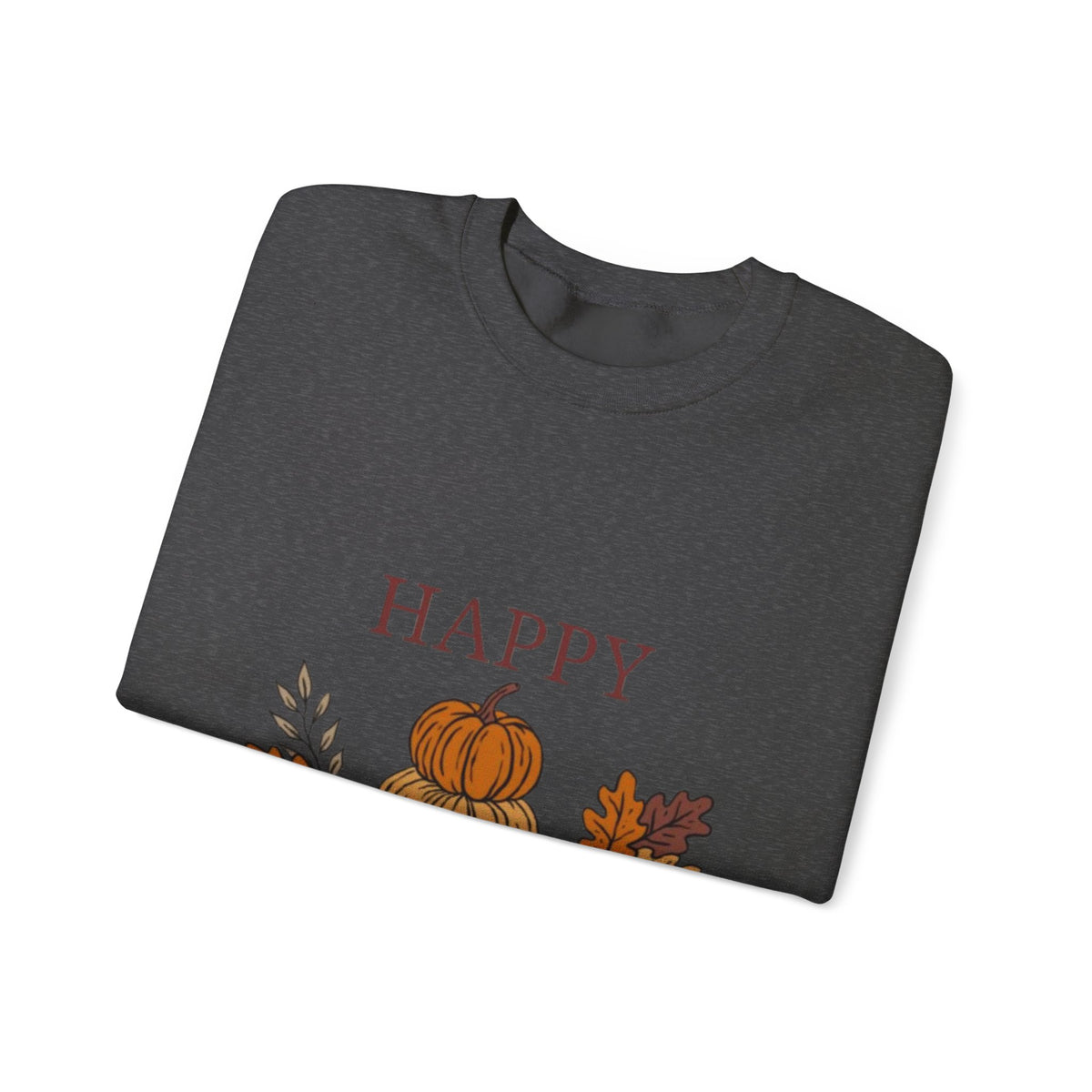 Happy Fall Crewneck Sweatshirt — Cozy Pumpkin & Autumn Leaves Pullover