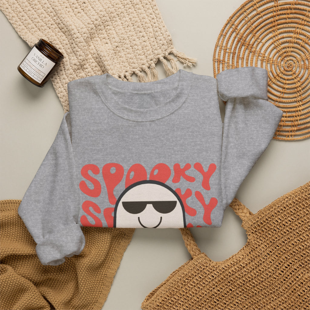 Ghost Graphic Sweatshirt — "Spooky" Retro Cute Halloween Crewneck