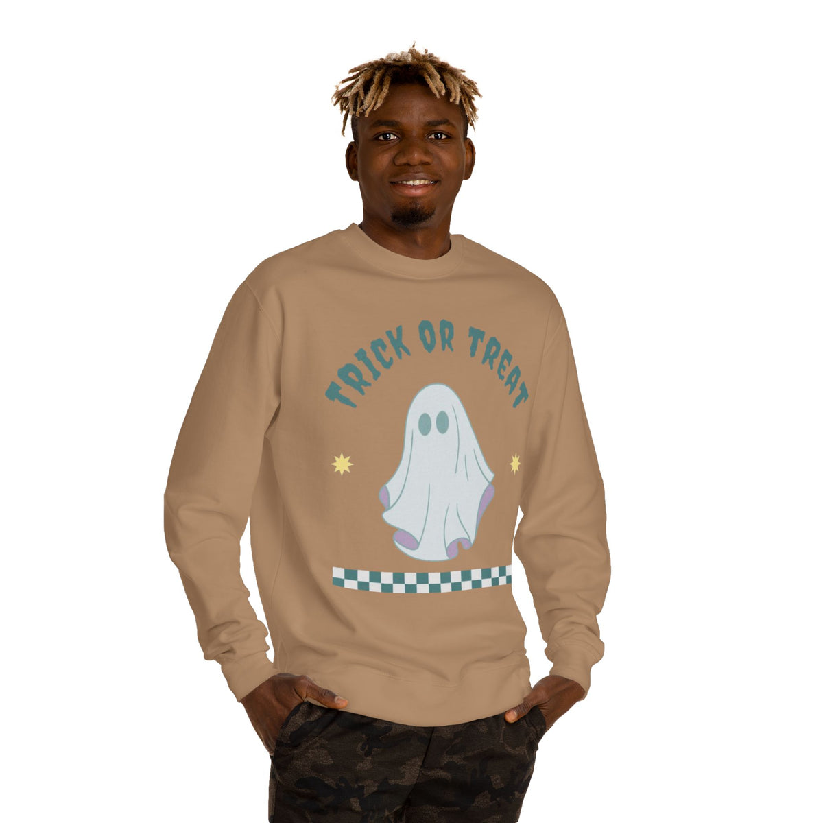 Halloween Ghost Sweatshirt — "Happy Halloween" Trick or Treat Crewneck