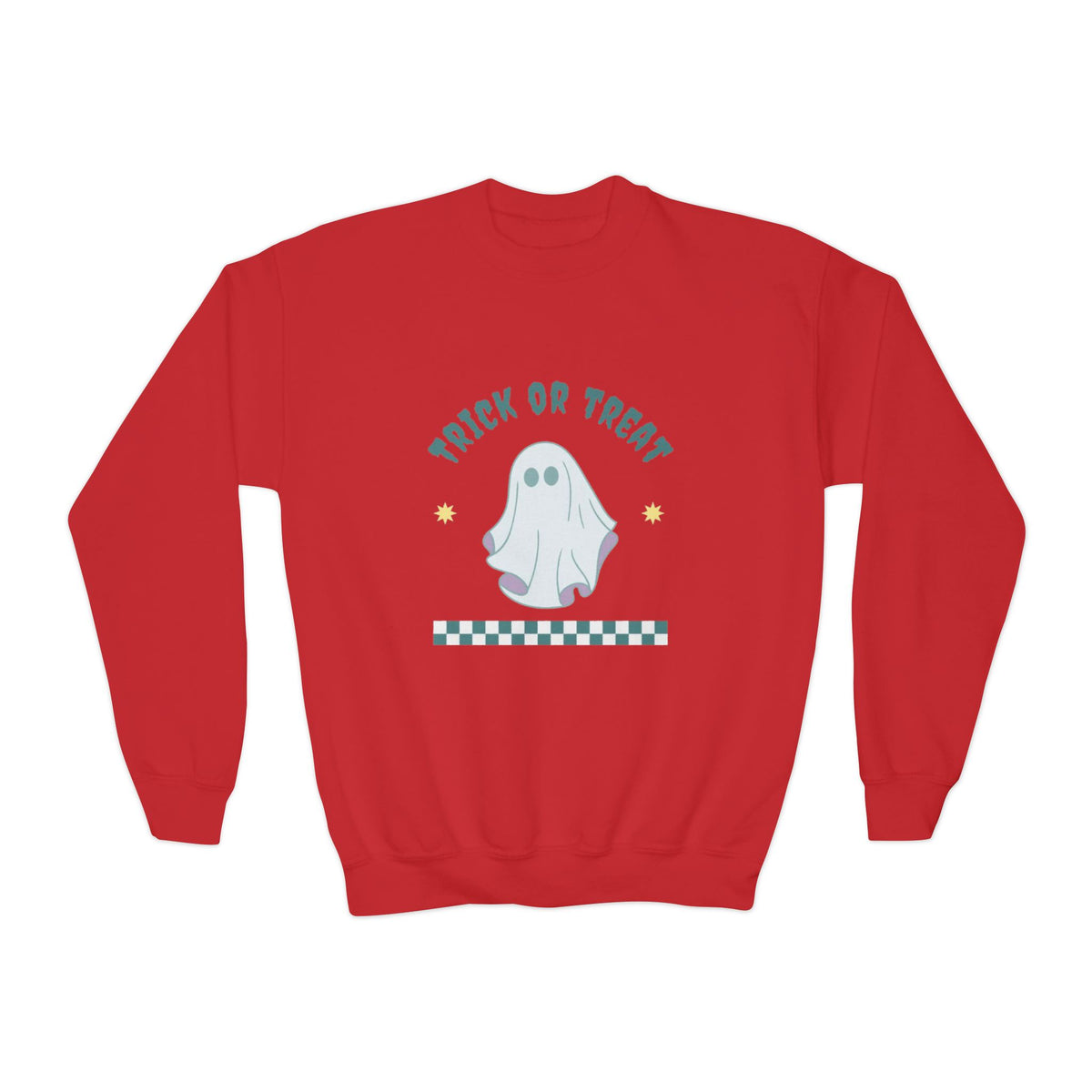 Youth Halloween Sweatshirt - 'Trick or Treat' Cute Ghost Crewneck