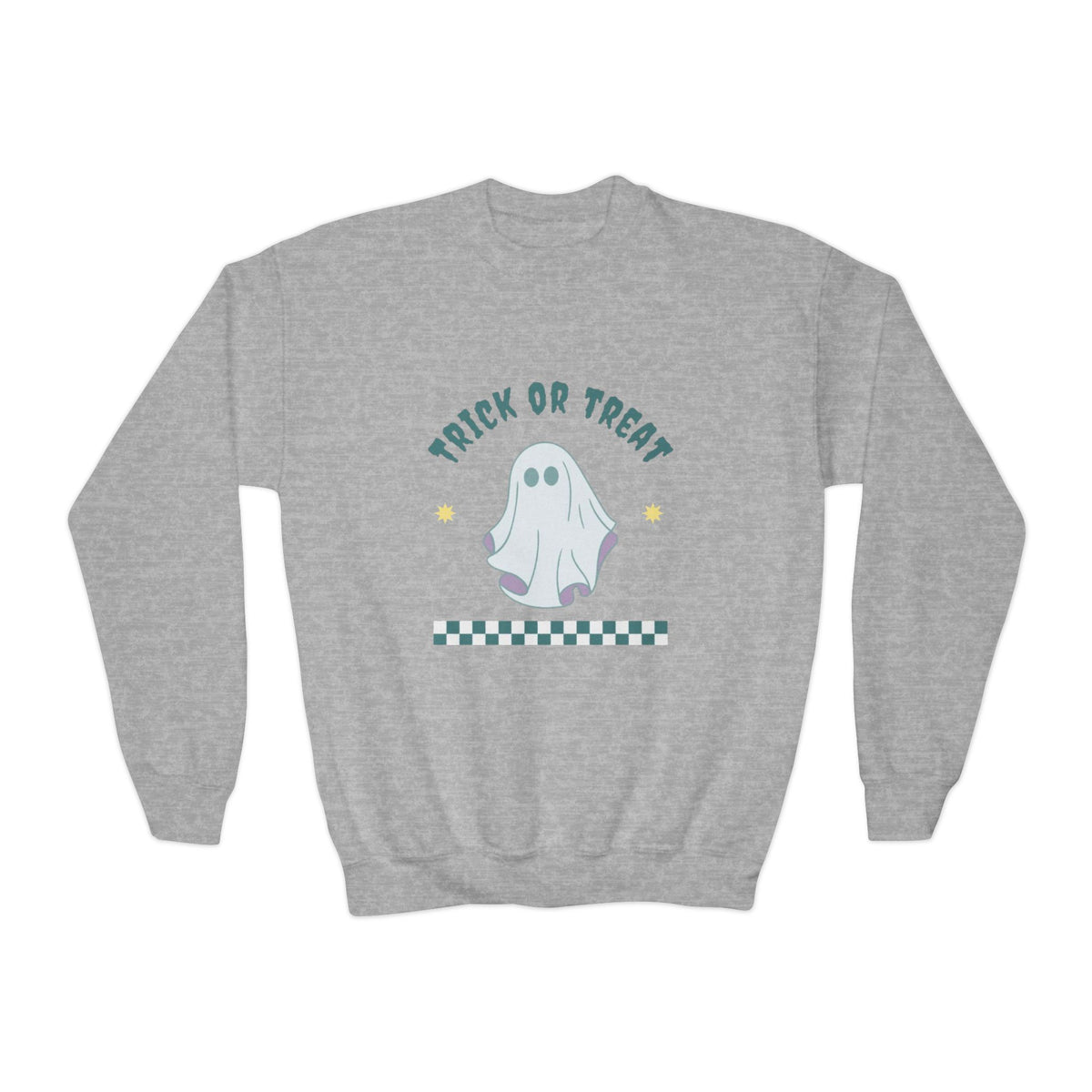 Youth Halloween Sweatshirt - 'Trick or Treat' Cute Ghost Crewneck
