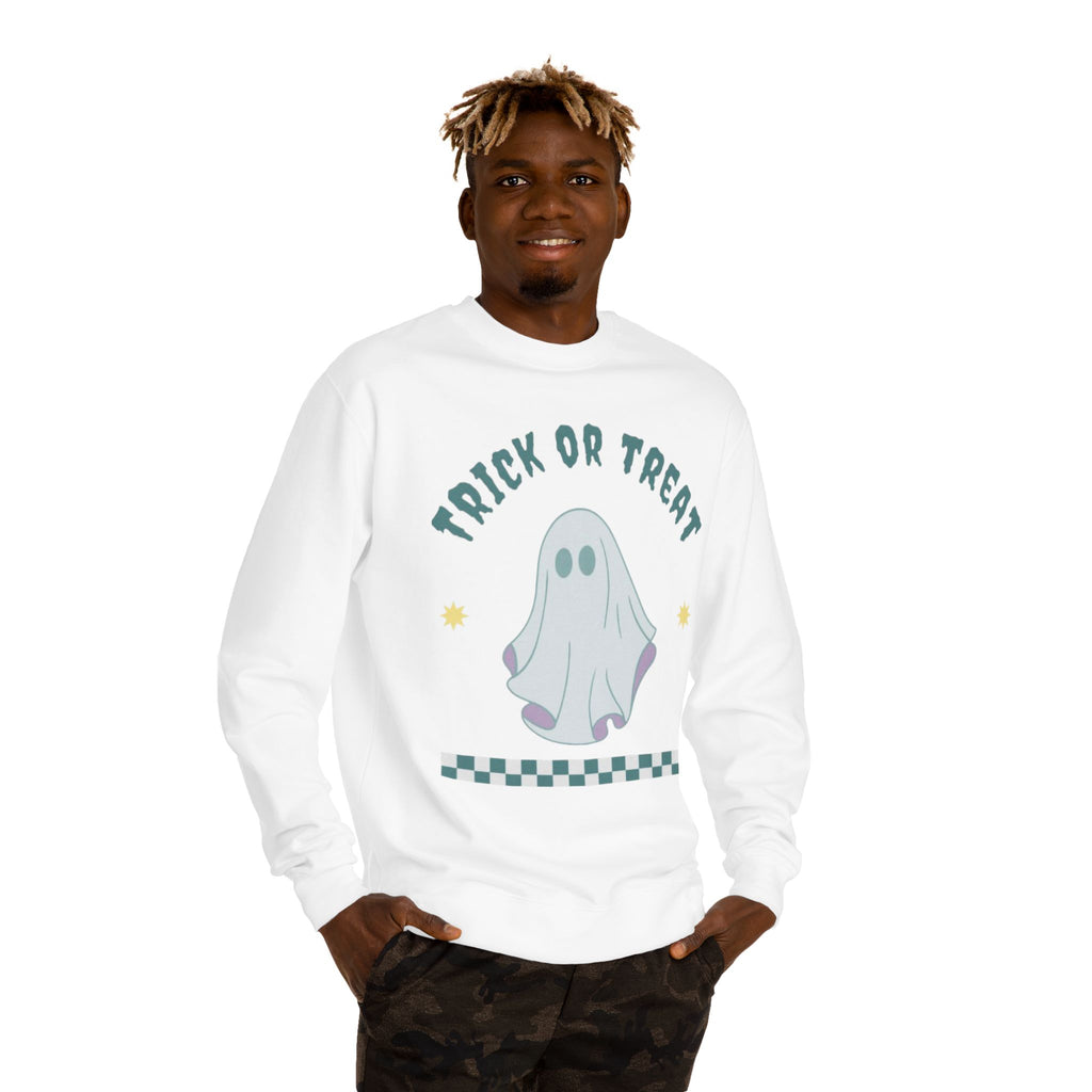 Halloween Ghost Sweatshirt — "Happy Halloween" Trick or Treat Crewneck