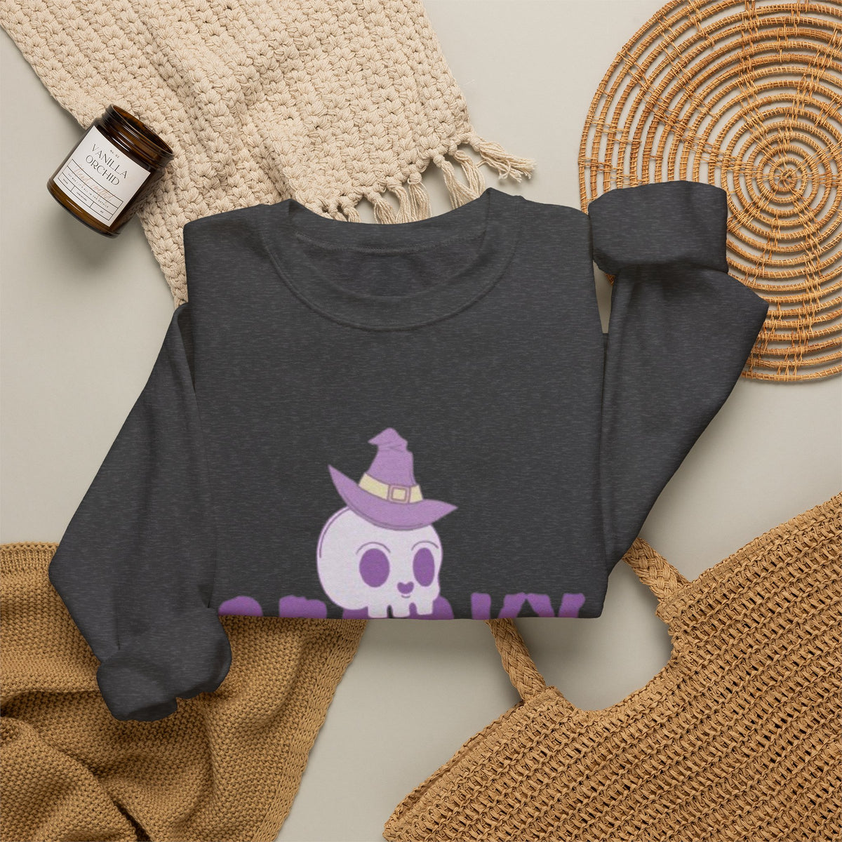 Spooky Mama Sweatshirt – Cute Purple Skull Witch Halloween Crewneck