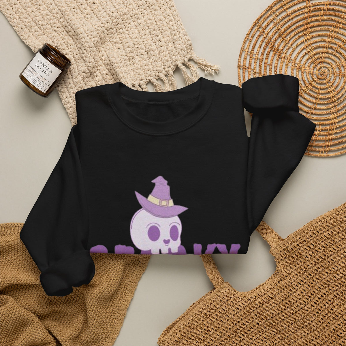 Spooky Mama Sweatshirt – Cute Purple Skull Witch Halloween Crewneck